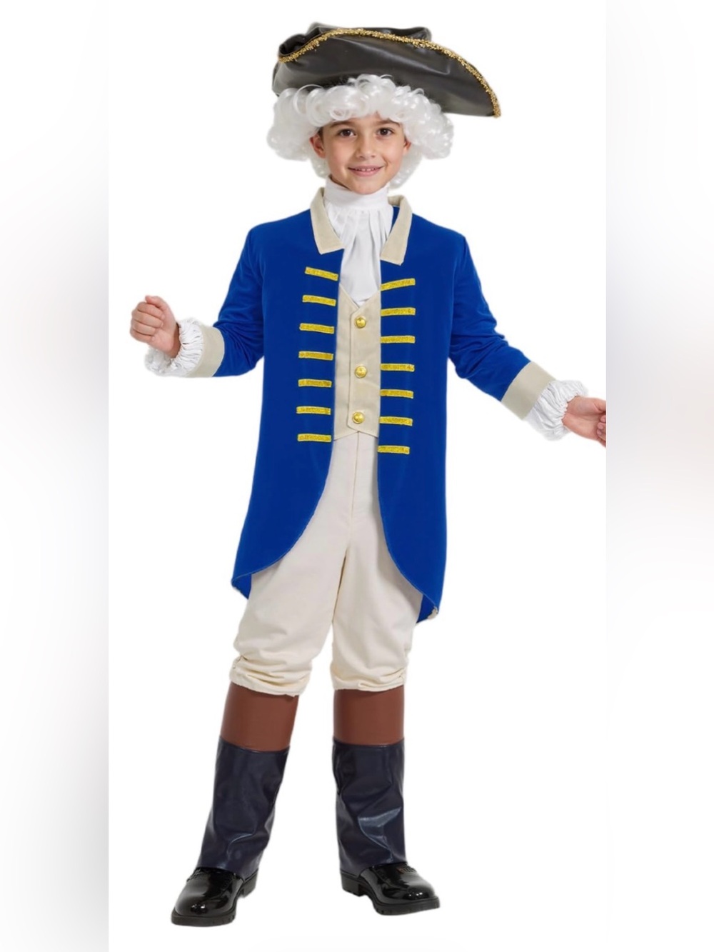 Colonial Washington Costume w/Vest &Hat size 10-12 used hat not shiny see pics
